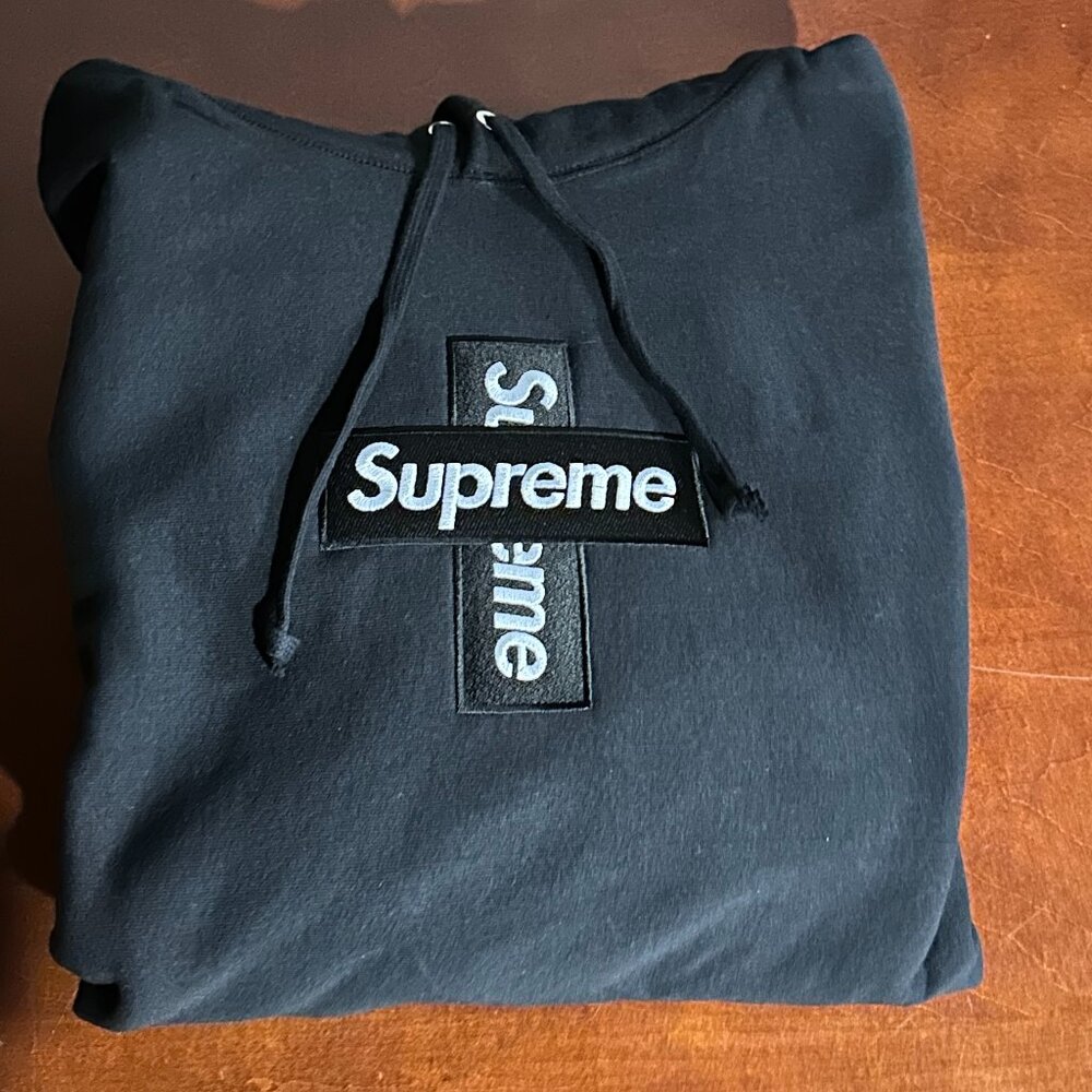 Supreme Cross Logo Black Hoodie XL